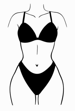 a set of lingerie, or a swimsuit. picture only contour, without fillingのイラスト素材
