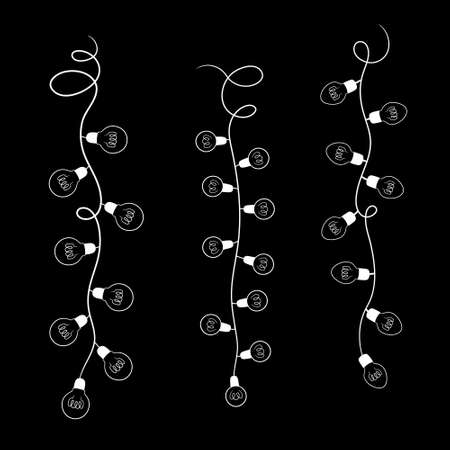 set of festive garlands of light bulbsのイラスト素材