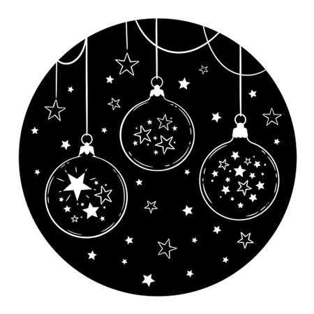 composition of three cute christmas ballsのイラスト素材