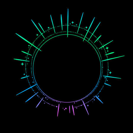 multicolored bright round frame in the form of a shining sunのイラスト素材