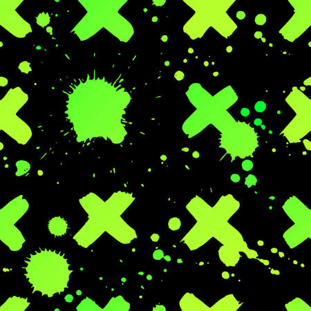 seamless illustration of bright drops and cross on a black background