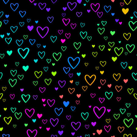 seamless pattern of iridescent gradient heartsのイラスト素材