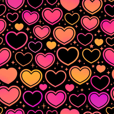 seamless background of red different heartsのイラスト素材