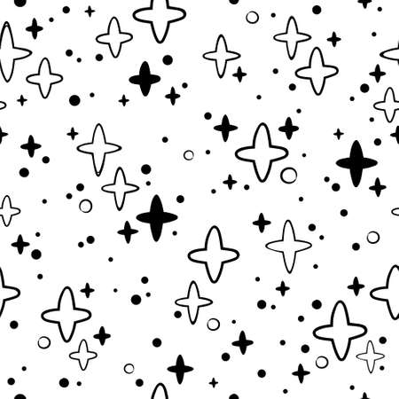 Seamless pattern of black stars on white backgroundのイラスト素材