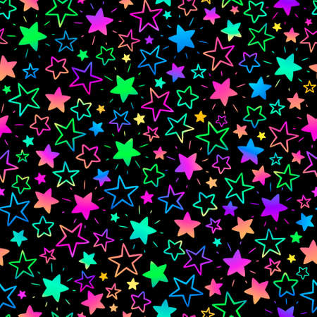 seamless background with bright neon starsのイラスト素材