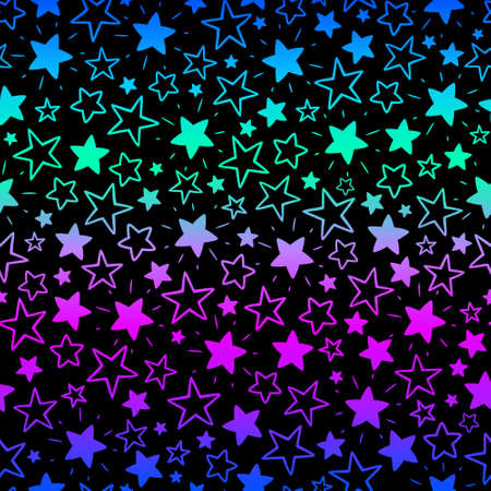 seamless background with bright neon starsのイラスト素材