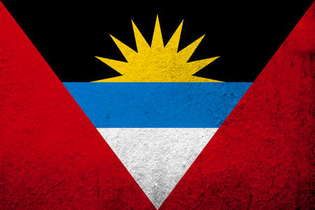 National flag of Antigua and Barbuda. Grunge backgroundの写真素材