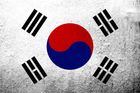 National flag of South Korea (Republic of Korea) Taegukgi . Grunge backgroundの写真素材