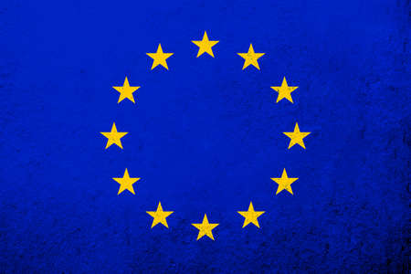 Flag of the European Union - Circle of stars. Grunge backgroundの写真素材