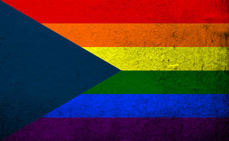 Czech Republic Rainbow LGBT pride flag. Grunge background