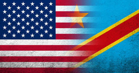 United States of America (USA) national flag with Republic of the Congo national flag. Grunge backgroundの写真素材