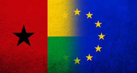 Flag of the European Union with Guinea-Bissau National flag. grunge backgroundの写真素材