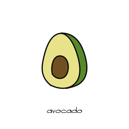 avocado doodle iconのイラスト素材