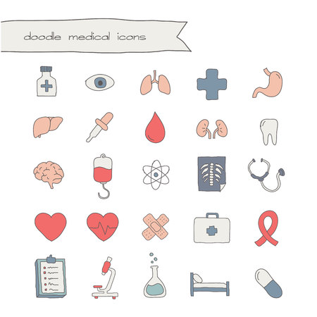 medical doodle iconsのイラスト素材