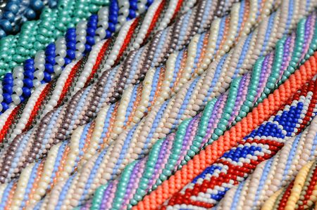 Background from multi-colored beadsの写真素材