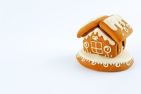 Gingerbread house on a white backgroundの写真素材