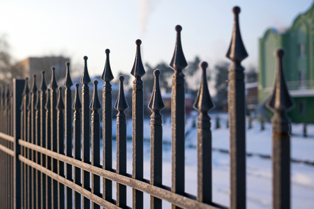 Image of a beautiful iron fence. Metal guardrail close up.の写真素材