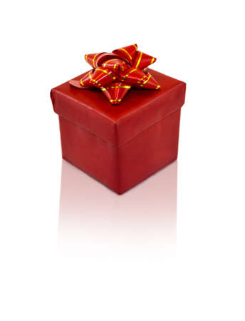 Christmas Gift, red box with decoration bowの写真素材