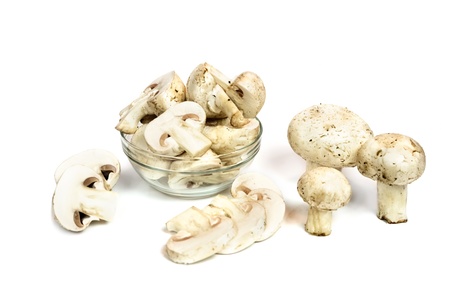 fresh mushrooms, isolated over white background の写真素材