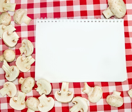 paper for recipes with champignonsの写真素材