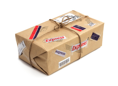 
Postal package isolated over the white backgroundの写真素材