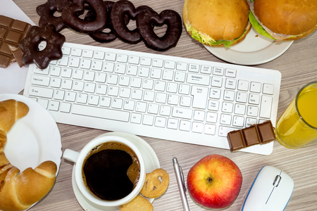 food we eat during work, concept bed habitの写真素材