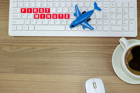 first minute to online buy or online e-booking plane ticketの写真素材