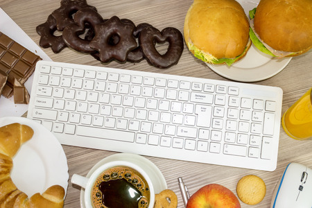food (lunch, break) in officeの写真素材