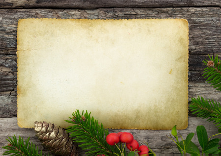 Greeting card for Christmas with Christmas decorationの写真素材