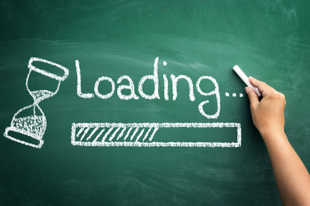 loading concept on blackboardの写真素材