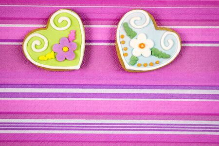 Valentine cookies in the shape of heartの写真素材