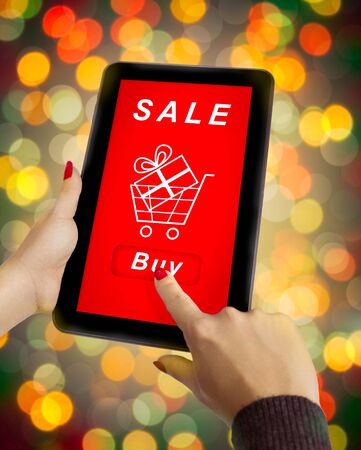 Christmas shopping over the internetの写真素材