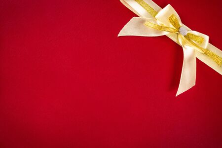 Greeting card with yellow bow and copy spaceの写真素材