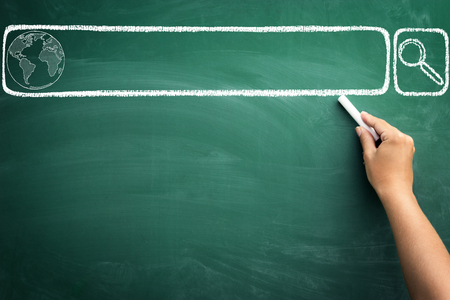 hand drawing search bar on  chalkboard, concept internet searchingの写真素材