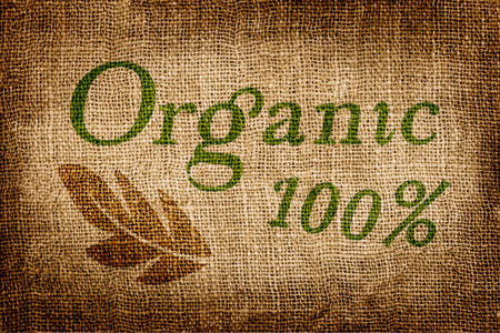 100 Percent Natural on Grunge Canvas Backgroundの写真素材