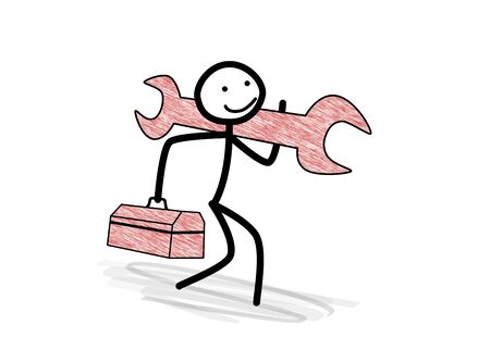 Scribble little handyman, concept service and repair serviceの写真素材