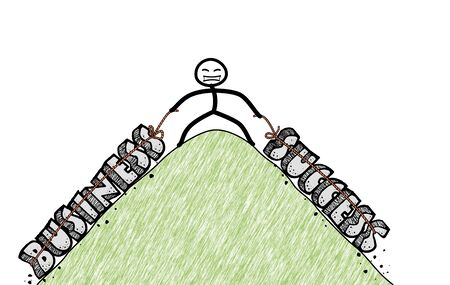 it is difficult to succeed in business, stickman pulling heavy text on topの写真素材