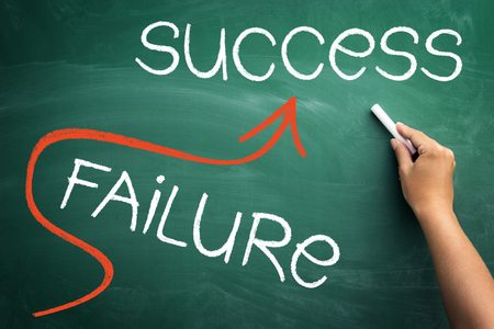 Success concept on blackboard - go straight to success and avoiding failureの写真素材
