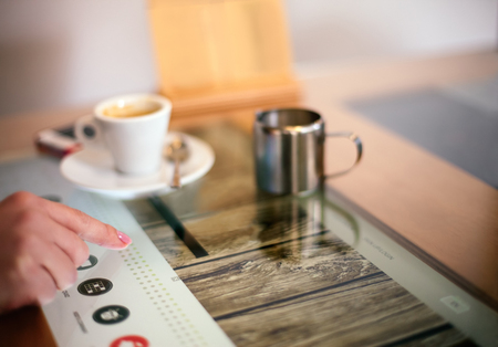 Modern menu in restaurant on touchscreen
