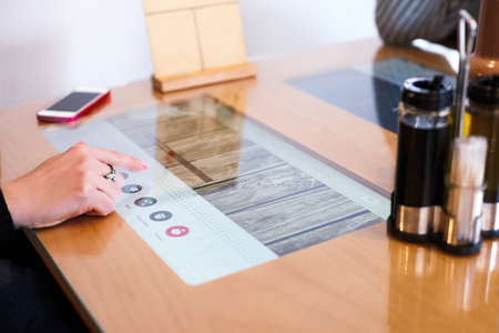 Modern multitouch-table in restaurant