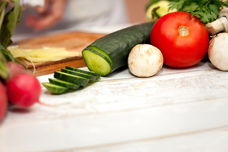 Vegetables in the kitchen, healthy food conceptの写真素材