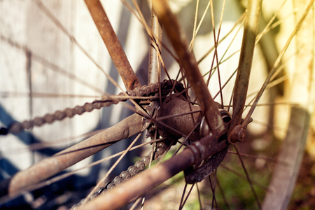 Old chain of the bicycleの写真素材