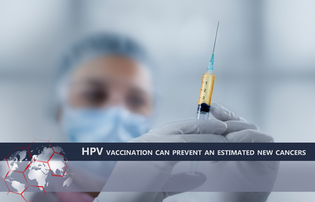 medical doctor with vaccine, human papilloma virus (HPV) vaccines prevent cancerの写真素材