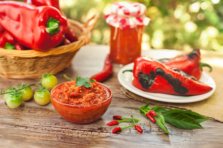 Best quality Ajvar,made from organic red peppersの写真素材