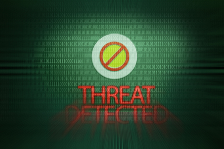 Threat detected message. Computer virus. System error. Security risk.の写真素材