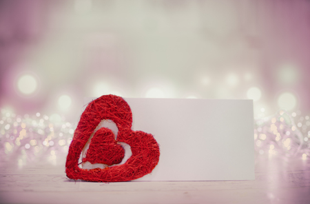 Heart and empty paper invitation on the table for Valentine's Day - Holiday, Valentine Cardの写真素材