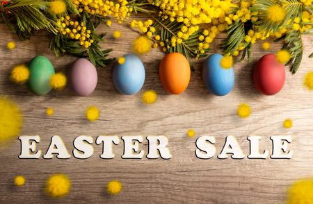 Easter sale banner with colorful paint eggsの写真素材