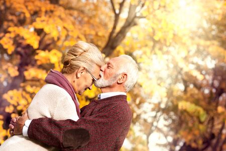 Senior man kissing the love of his lifeの写真素材