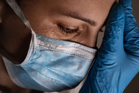 Scared quarantined patient because  of  corona virusの写真素材