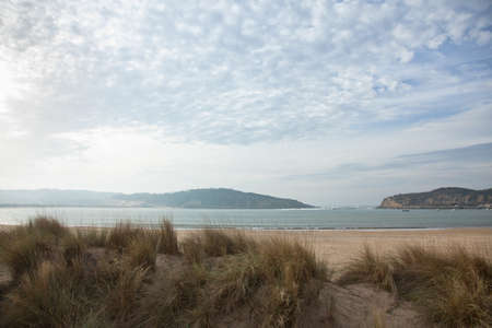 Seascape of the Portuguese coastline on cloudy dayの写真素材